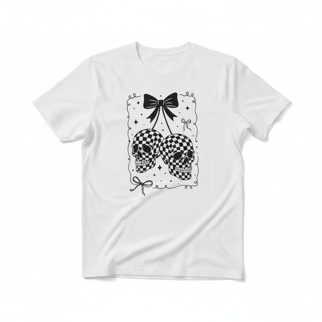 Bow Skeleton tee flat lay mockup