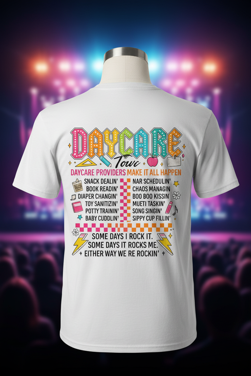 ABCD Daycare Tour Graphic Tee - White Back
