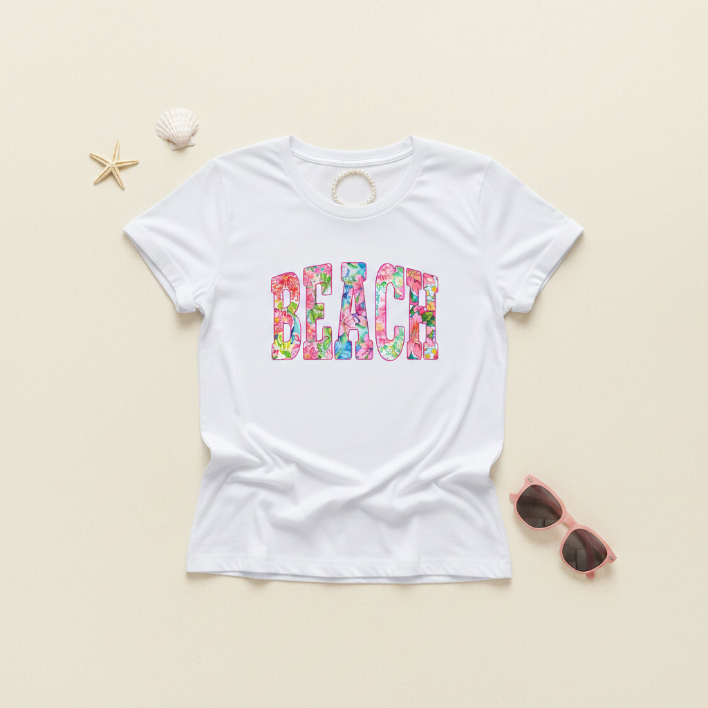 Beach tee flat lay mockup