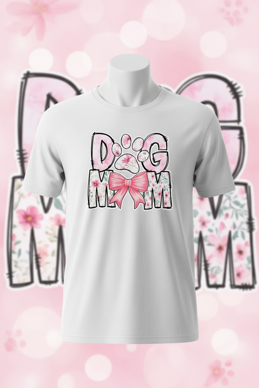 Dog Mom Graphic Tee - White