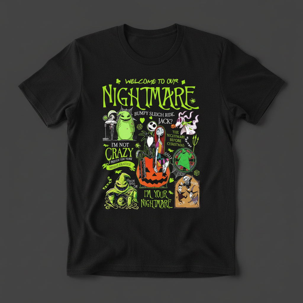 Welcome to Our Nightmare tee flat lay mockup