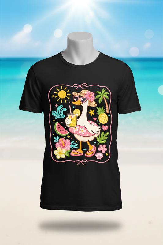 Pool Days Summer Duck Graphic Tee - Black
