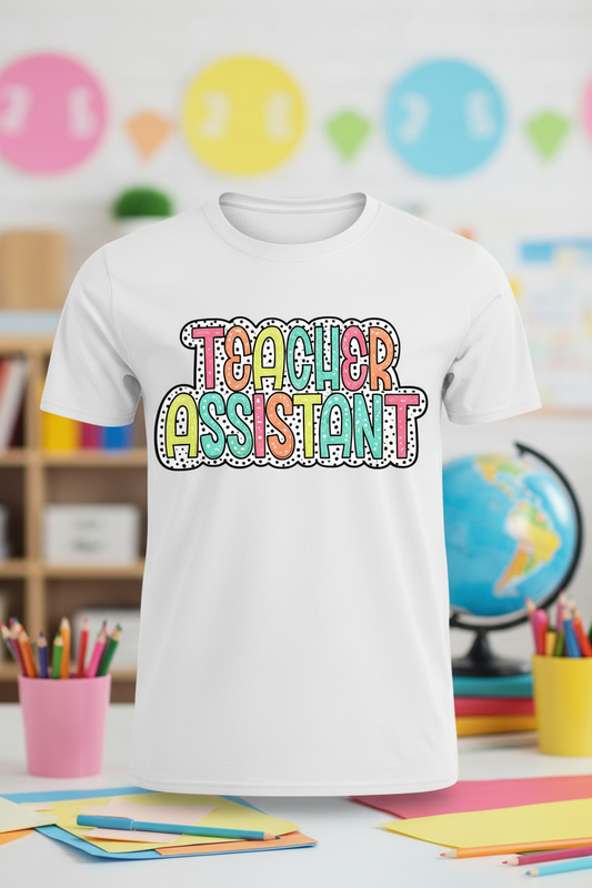 Teacher Assistant Graphic Tee - White