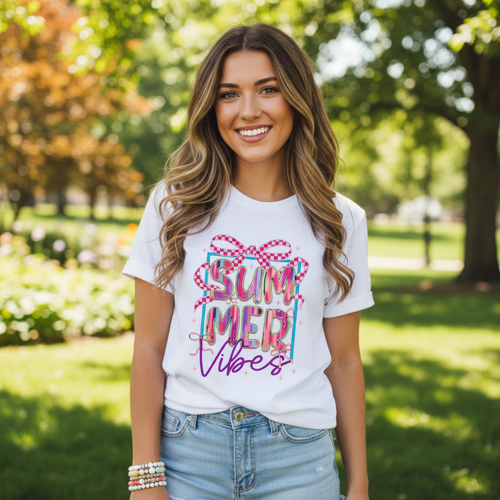 Summer Vibes tee lifestyle mockup