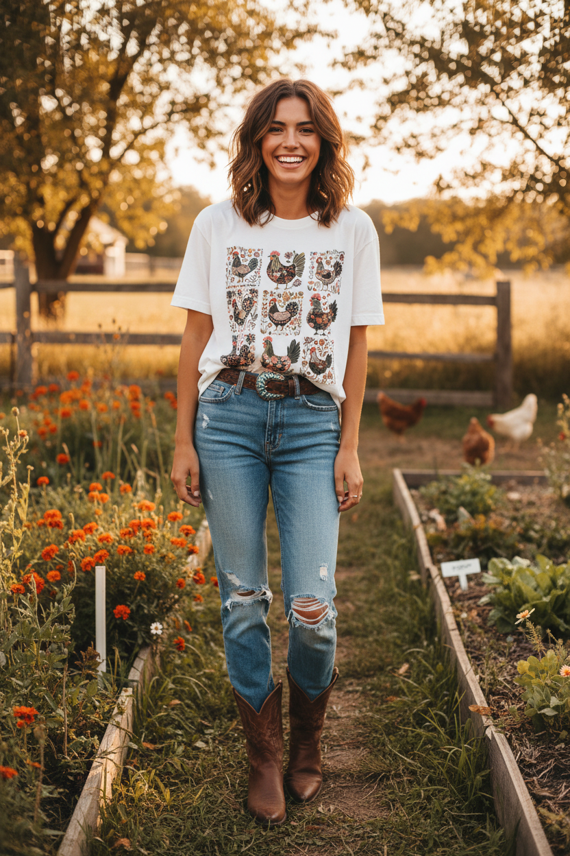 Floral Chickens lifestyle photo