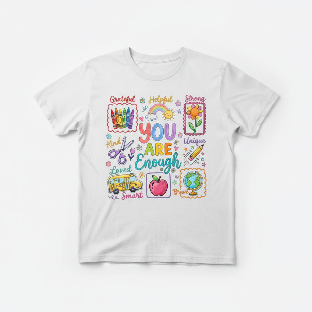 You Are Enough tee white flat lay