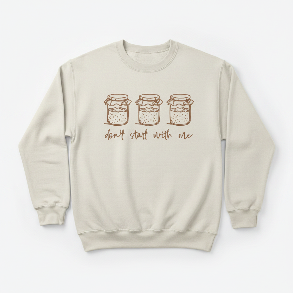 Don't Start With Me crewneck flat lay mockup