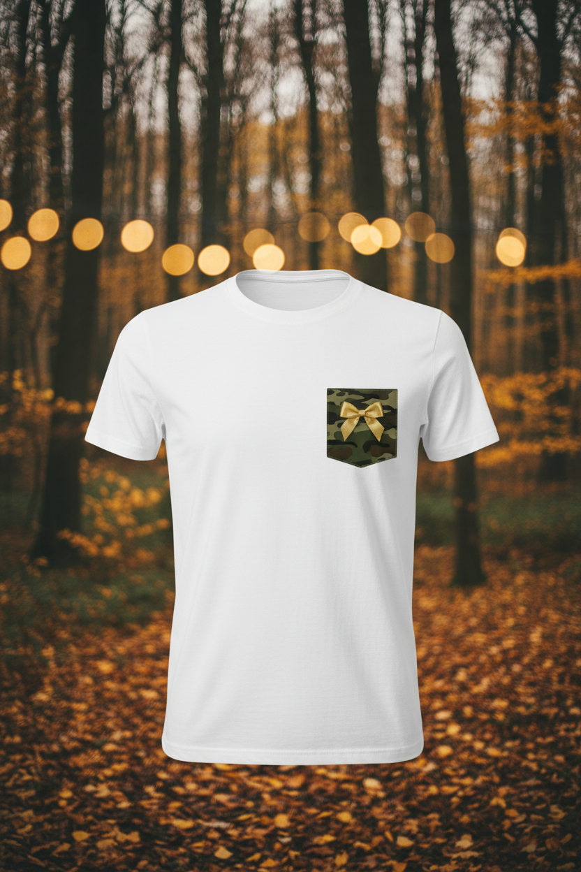 Camo Bow Deer Graphic Tee - White Front