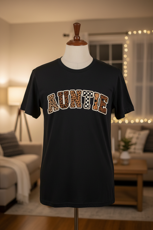 Retro Auntie Graphic Tee - Black