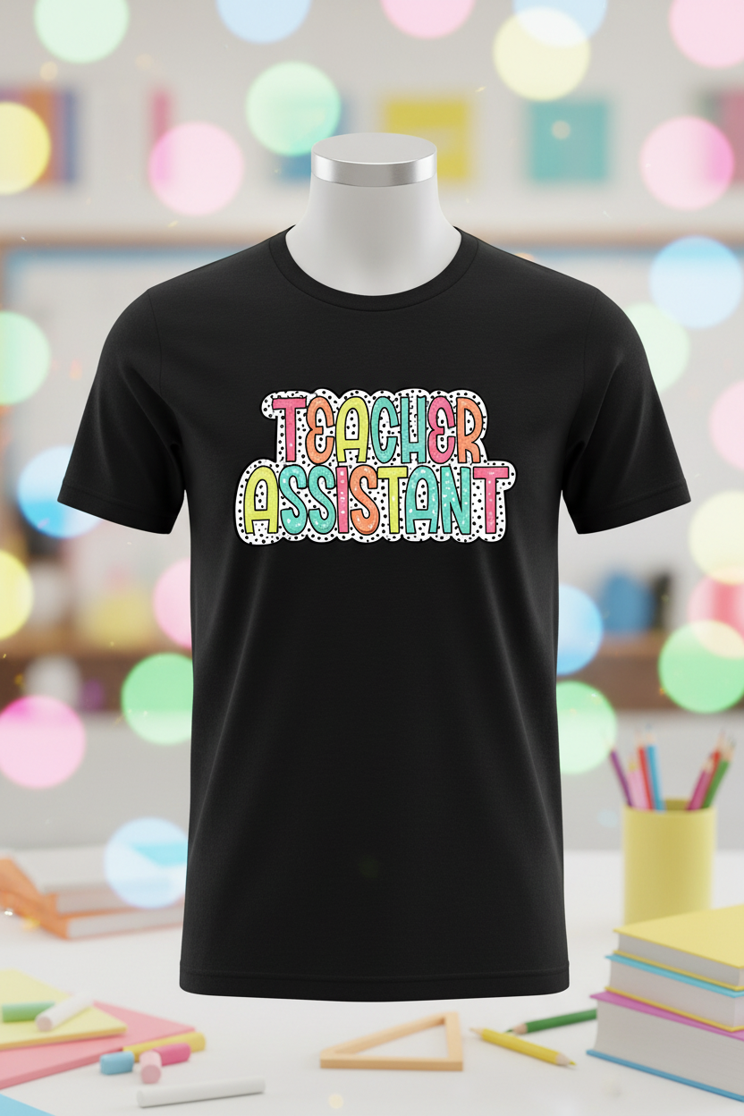 Teacher Assistant Graphic Tee - Black