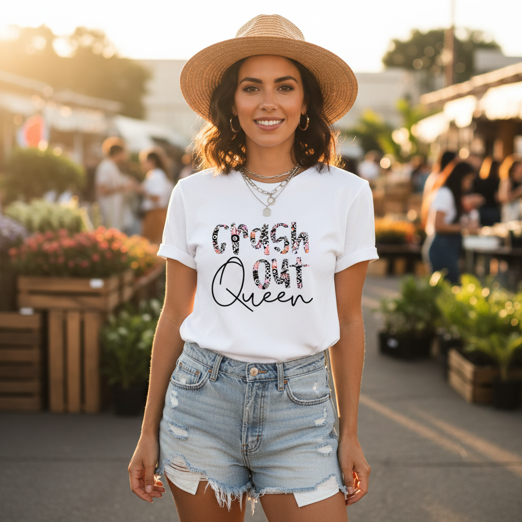 Crash Out Queen tee lifestyle mockup