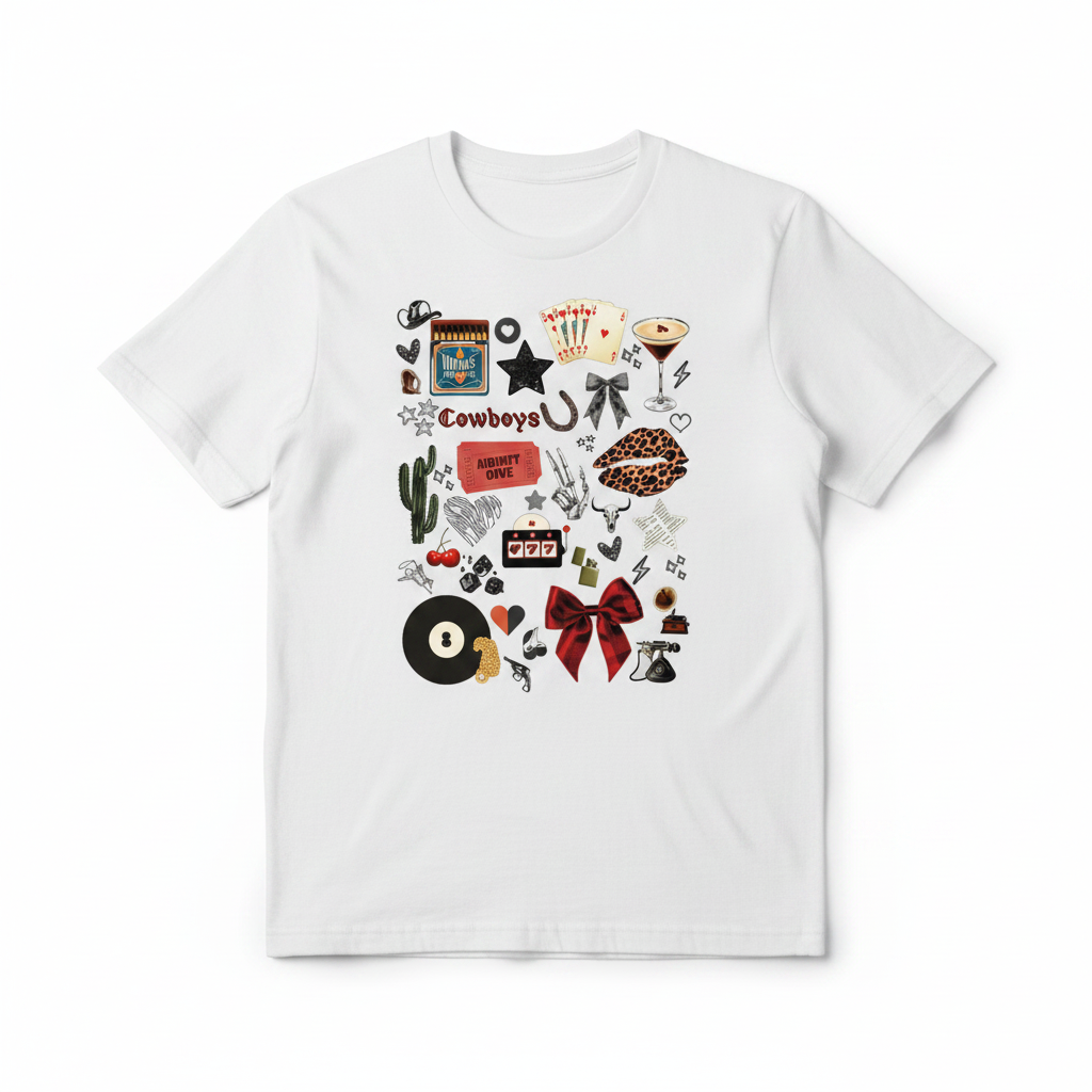 Cowboys Collage tee flat lay mockup