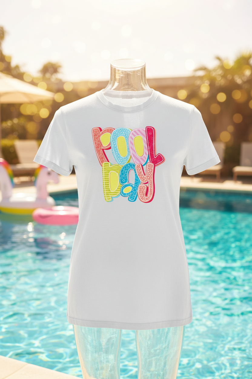 Pool Day Graphic Tee - White