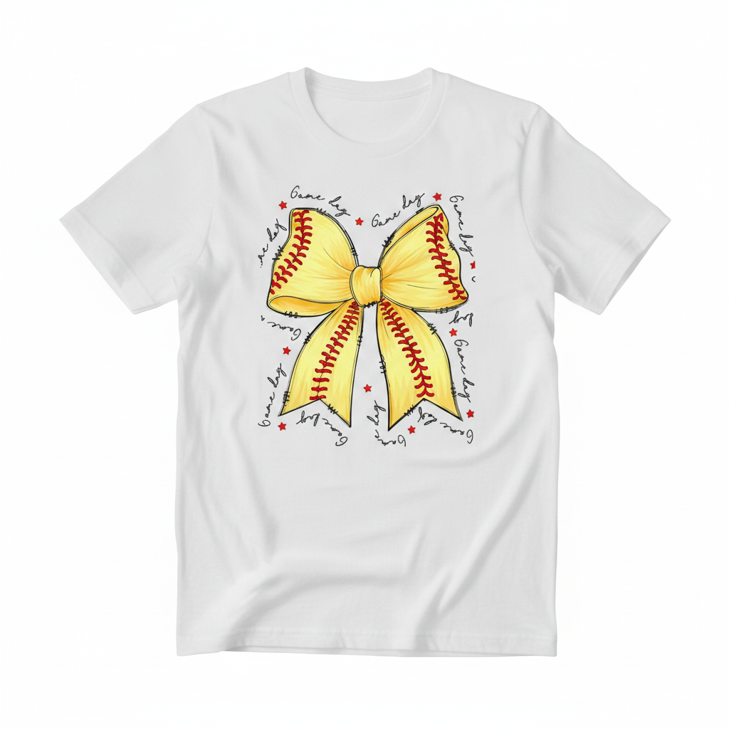 Game Day Softball Bow flat lay mockup