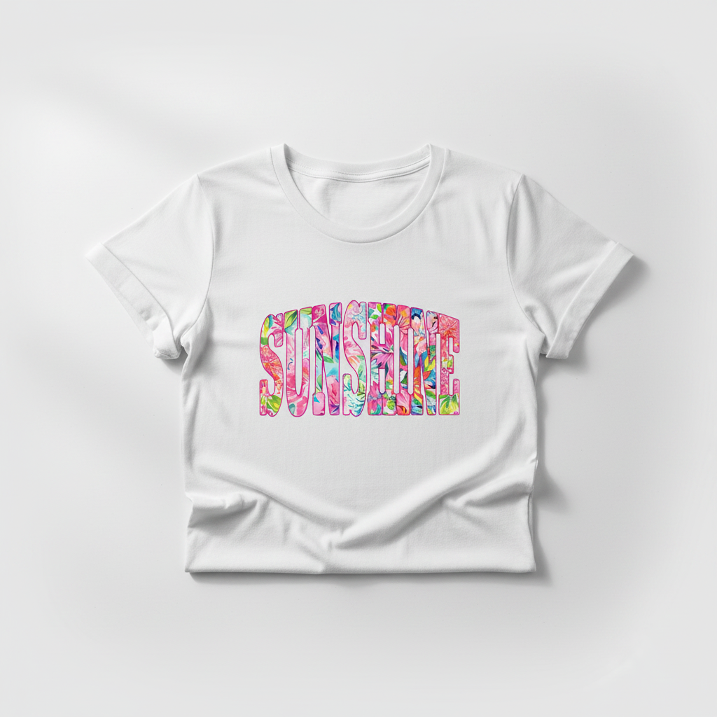 Sunshine tee flat lay mockup