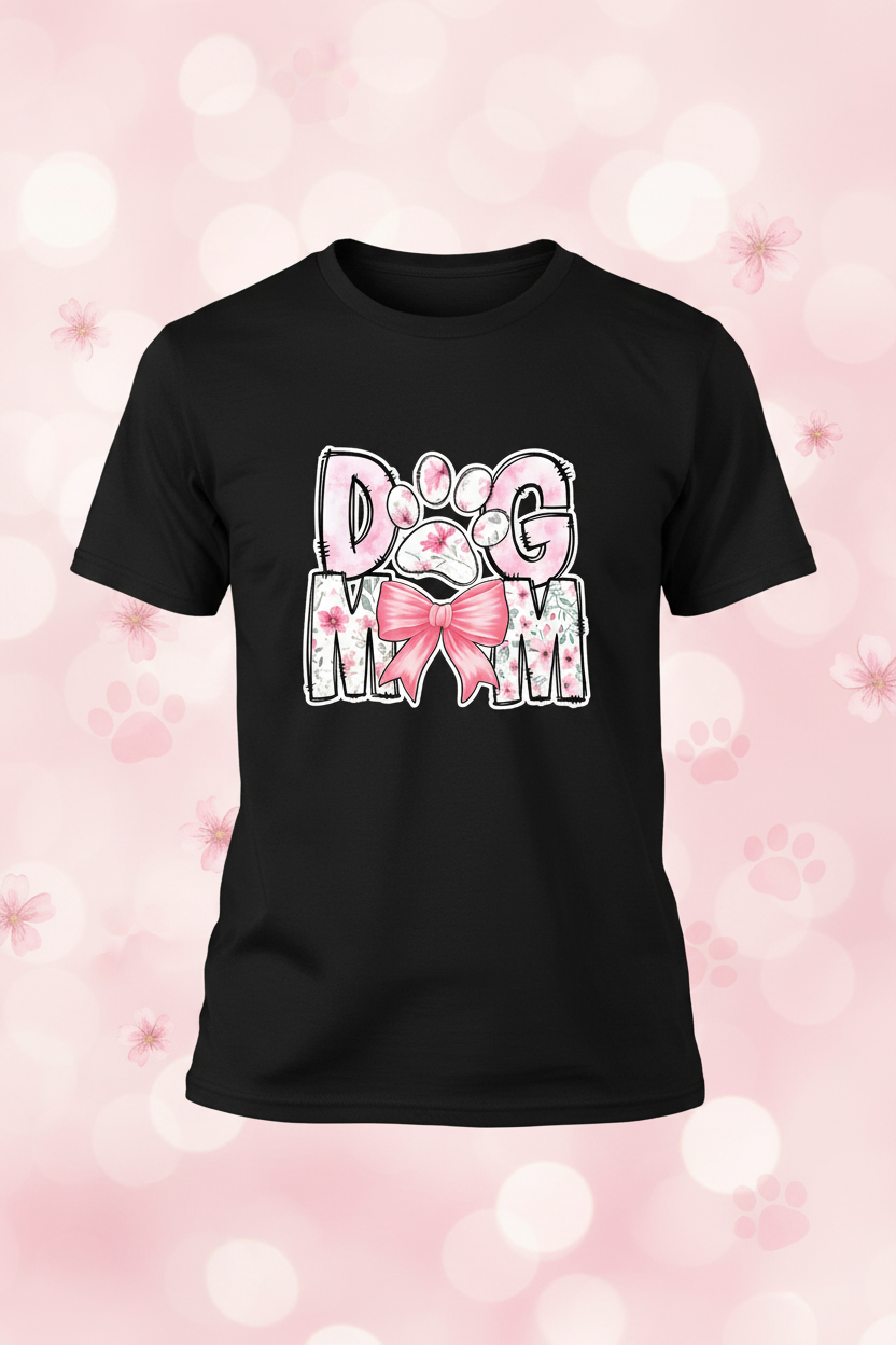 Dog Mom Graphic Tee - Black