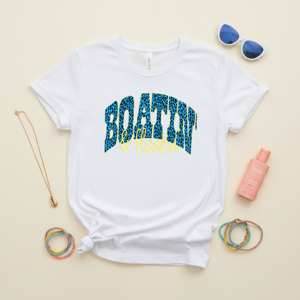 Boating & Floating tee flat lay mockup