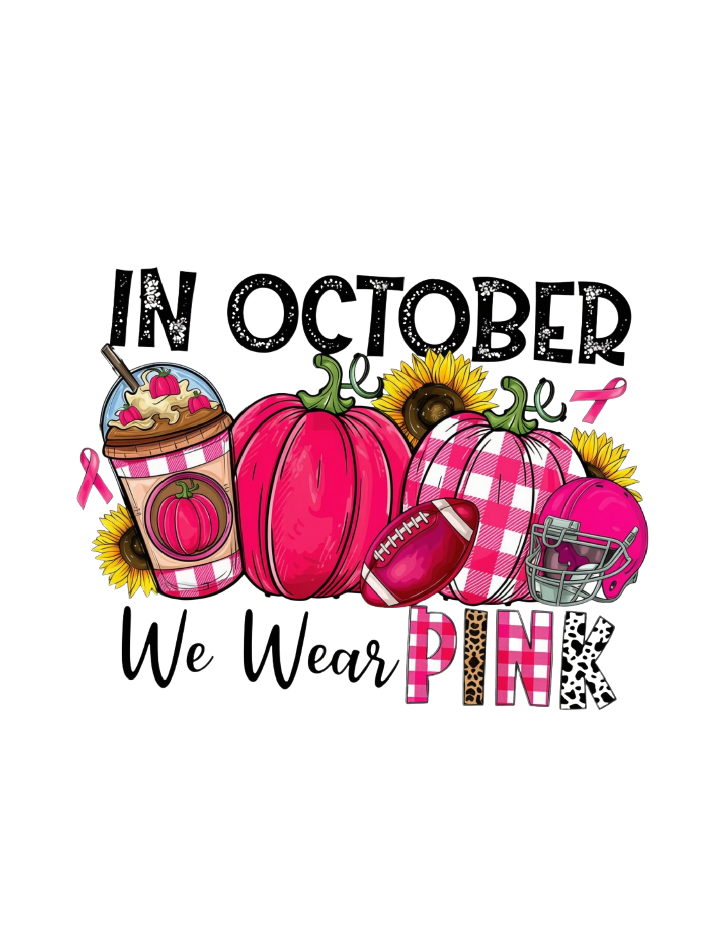 In October We Wear Pink graphic tee design