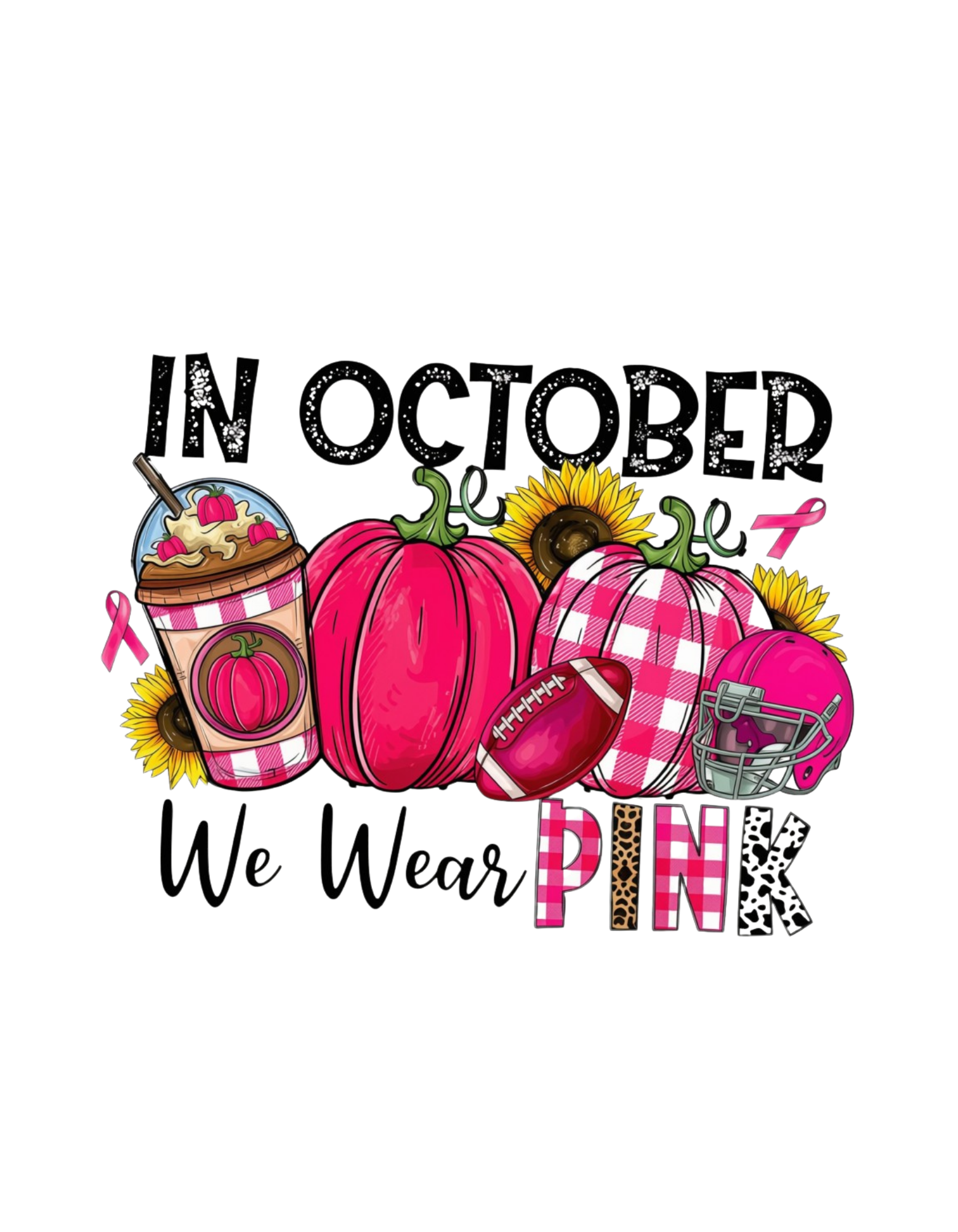 In October We Wear Pink graphic tee design