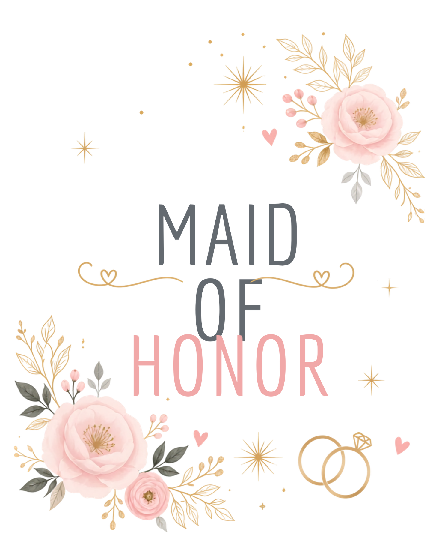 Maid of Honor graphic tee - charcoal and pink design