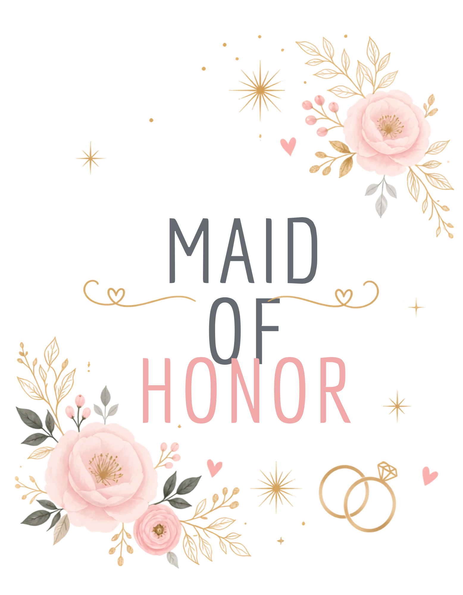 Maid of Honor graphic tee - charcoal and pink design