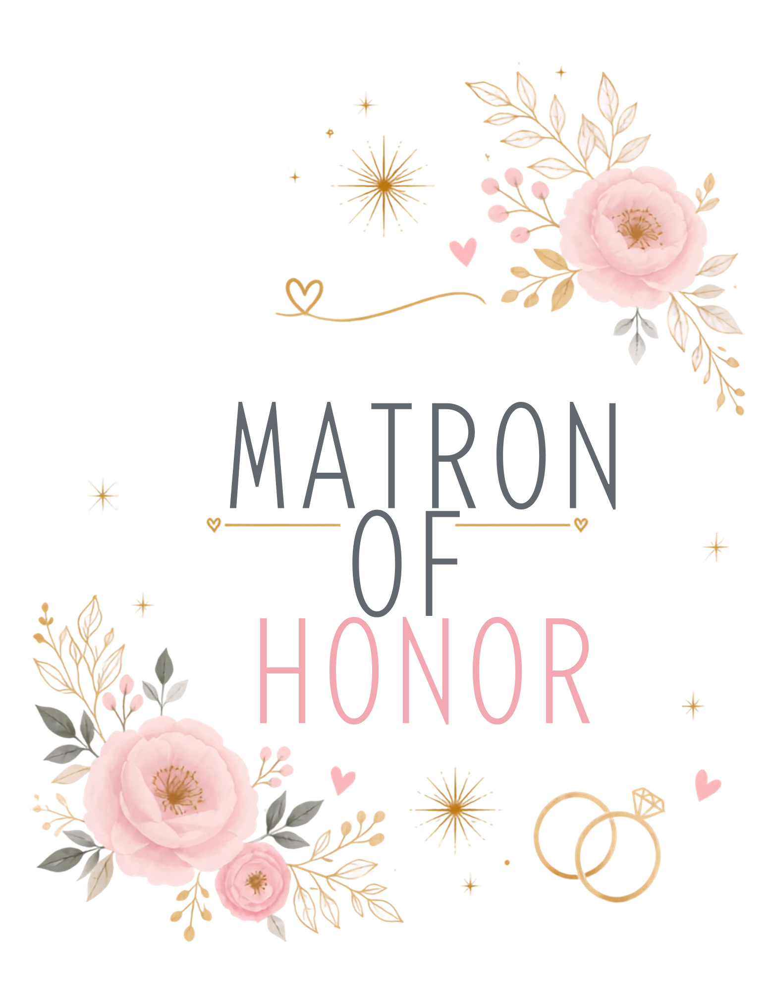 Matron of Honor graphic tee - charcoal and pink design