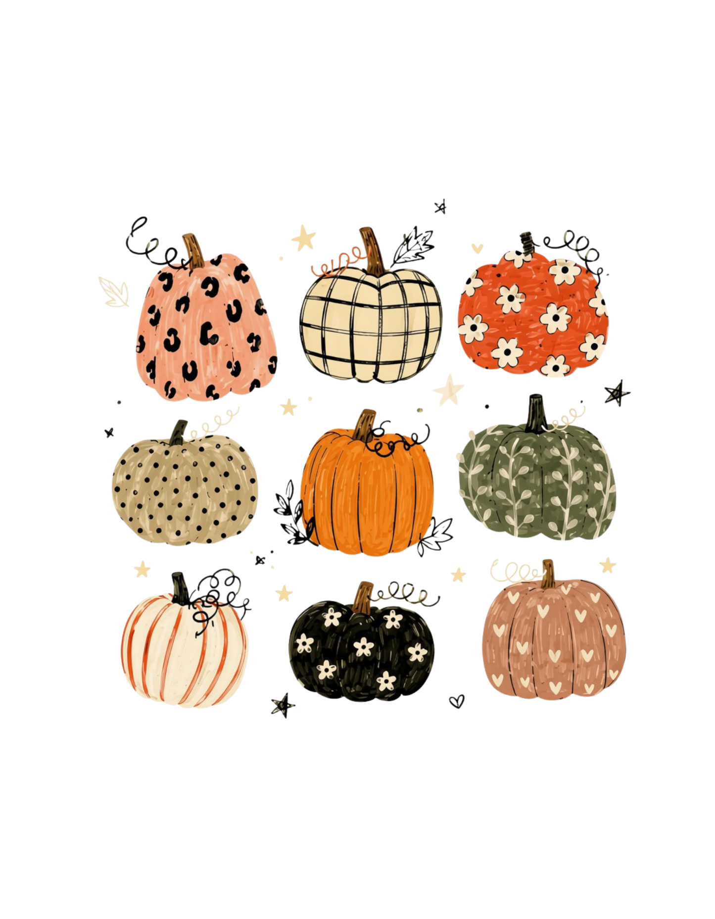 Boho pumpkins fall graphic tee design