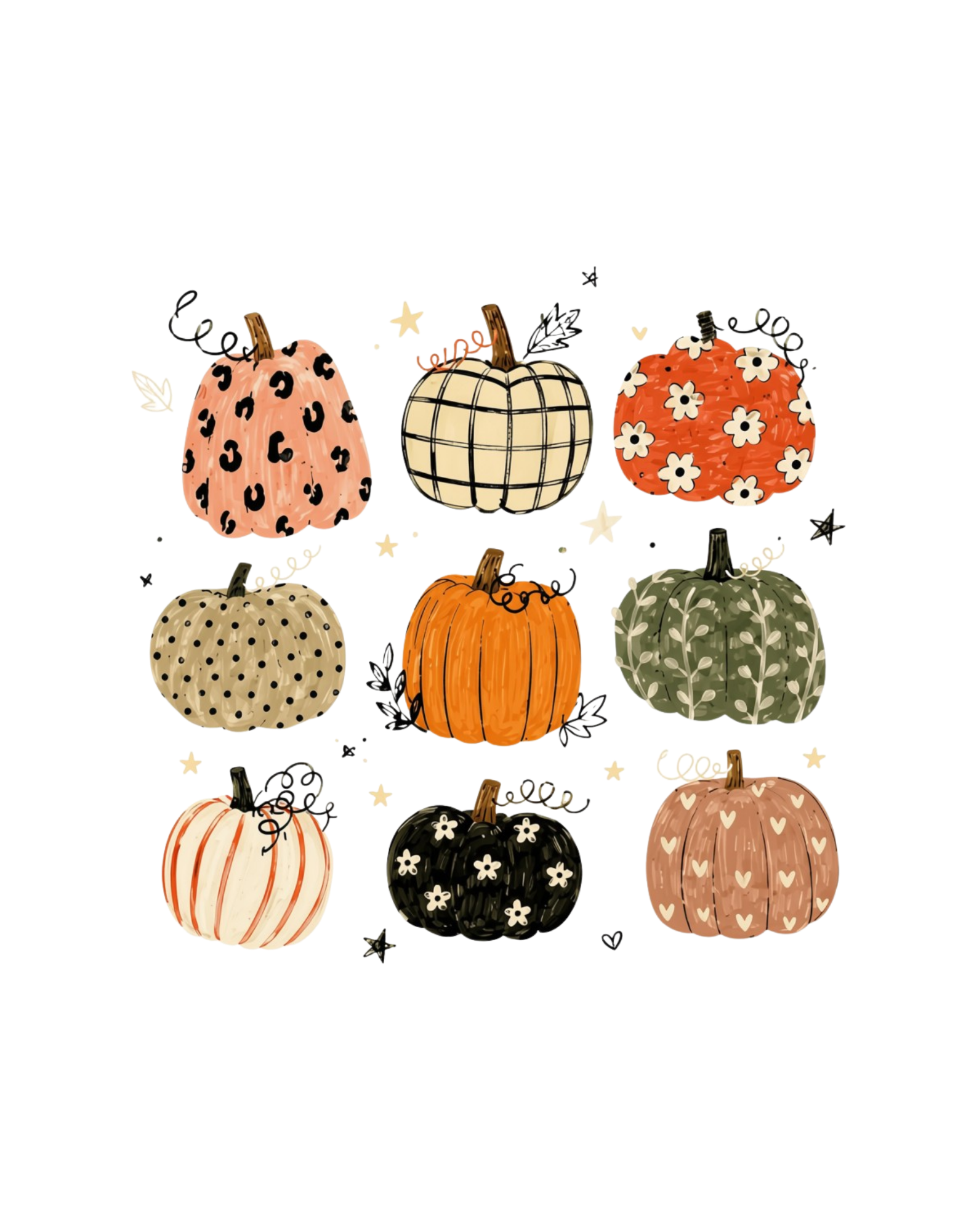 Boho pumpkins fall graphic tee design