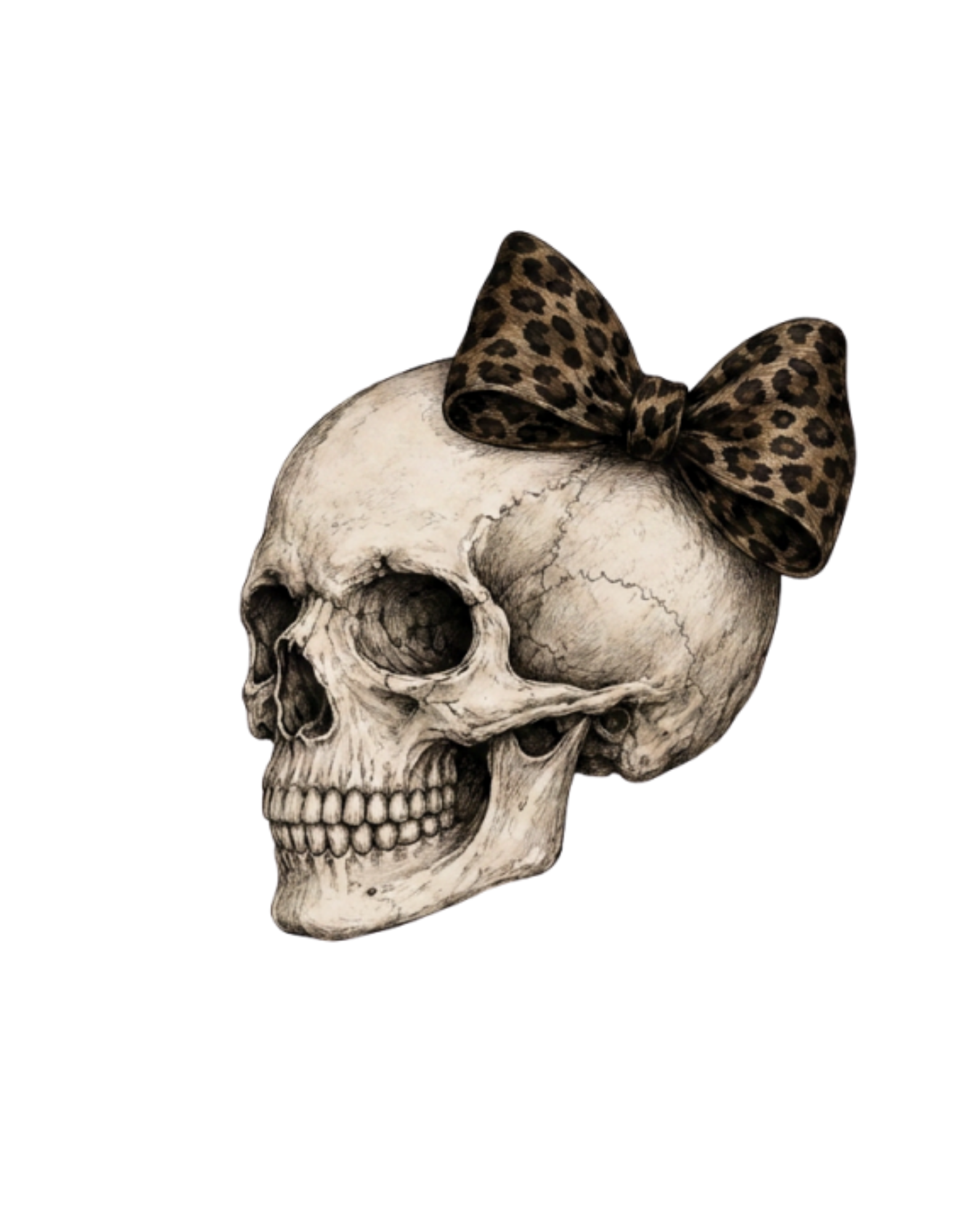 Skull with Leopard Bow design
