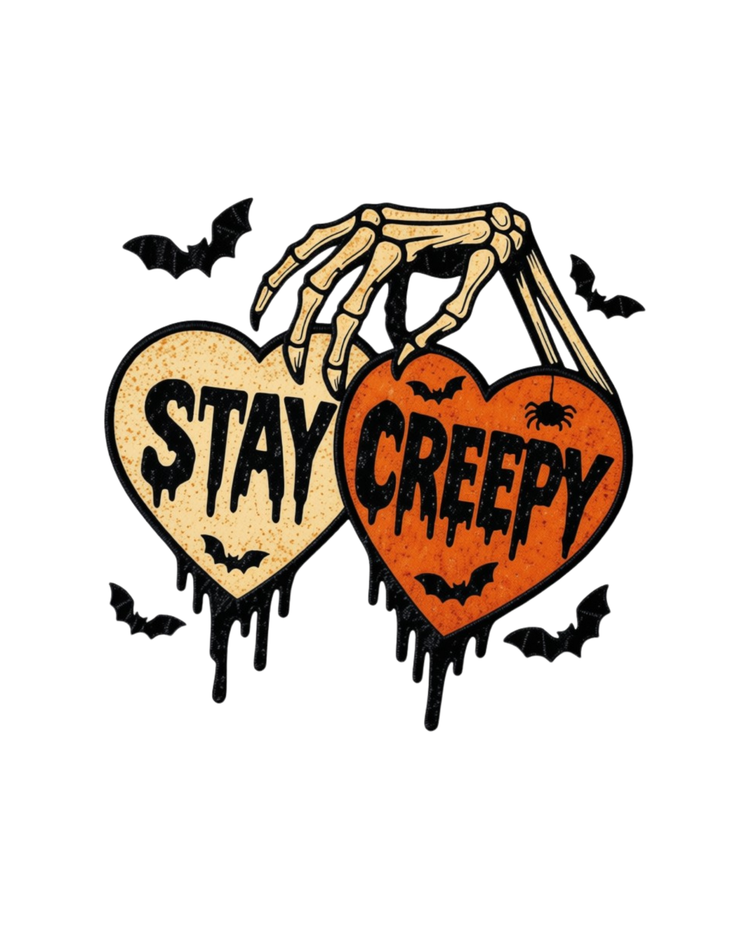 Stay Creepy skeleton hearts DTF transfer design