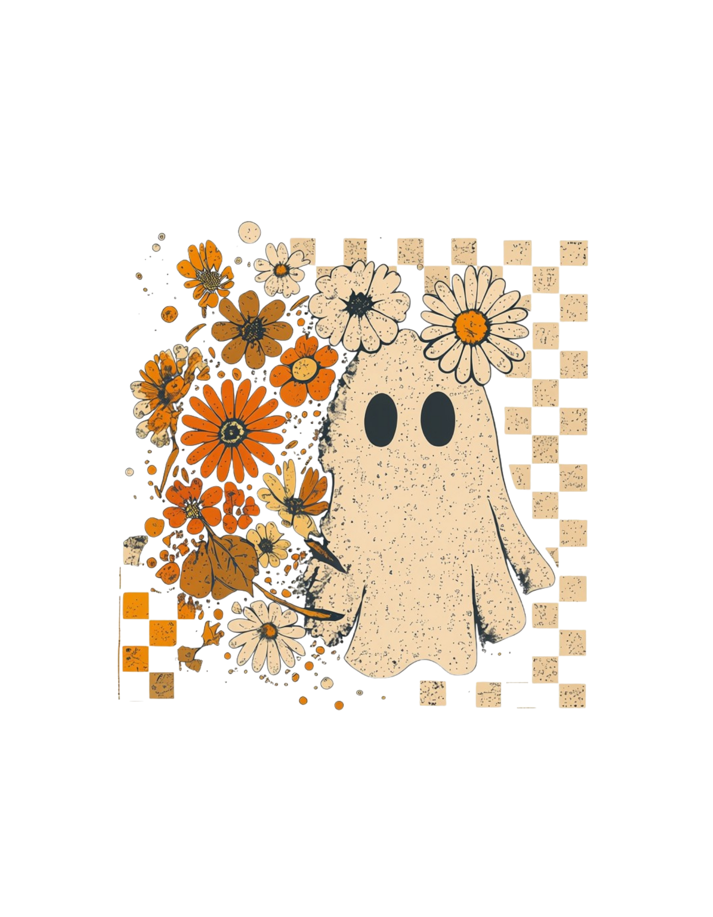 Floral Ghost boho daisy Halloween DTF transfer design